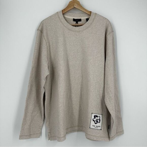 Ted Baker Ditton Long‎ Sleeve Ribbed Top New Size XXL/6 Natural - Picture 1 of 9
